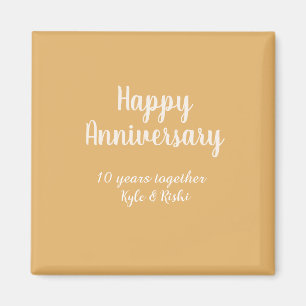 Imã Feliz aniversário dourado branco 10 anos nome data
