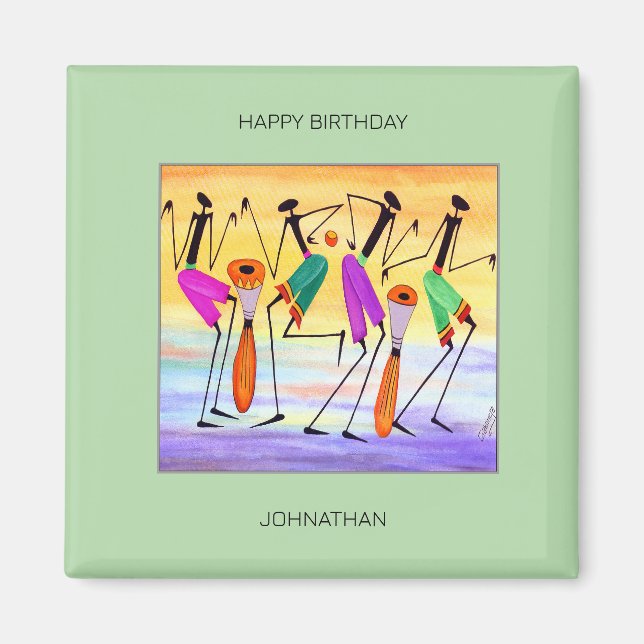 Imã Feliz Aniversário, Expressando Alegria e Felicidad (Frente)