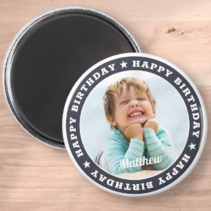 Imã Feliz Aniversário Foto Personalizada Simples e Mo