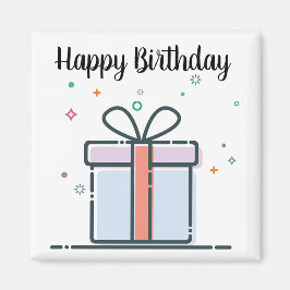 Imã Feliz Aniversário Gift Square Magnet