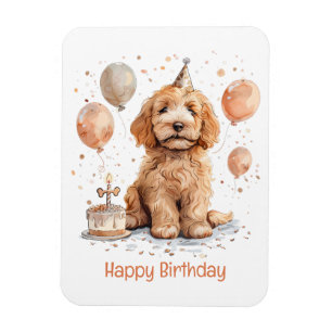 Ímã Feliz aniversário Goldendoodle Cachorro de Anivers