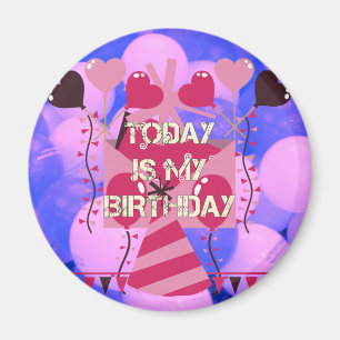 Imã Feliz Aniversário Hoje é o meu Aniversário Balões