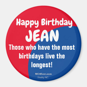 Imã Feliz aniversário JEAN Frigerator Magnet