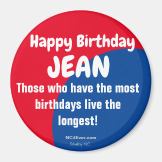 Imã Feliz aniversário JEAN Refrigerator Magnet