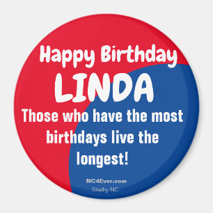 Imã Feliz aniversário LINDA Frigorífico Magnet