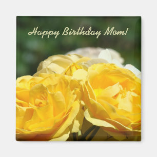 Imã Feliz Aniversário Mãe! ímã Rosas Amarelas Jardim
