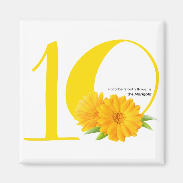 Imã feliz aniversário: Marigold, flor de nascimento de (Frente)