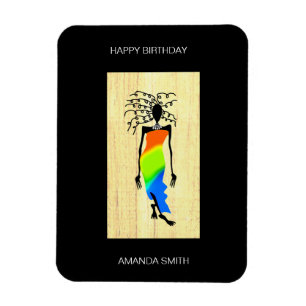 Ímã Feliz Aniversário, Mulher Elegante e Na moda afric