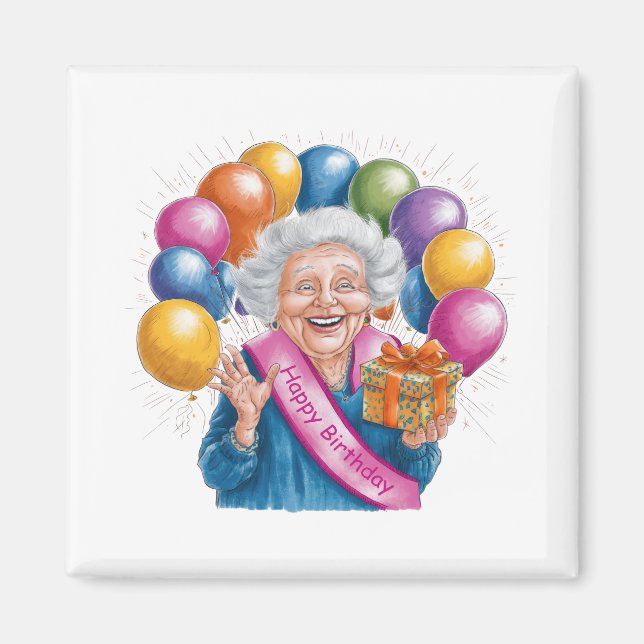 Imã Feliz Aniversário Nana Divertida (Frente)