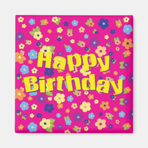 Imã Feliz aniversário nas flores