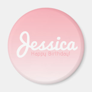 Imã Feliz Aniversário, Nome Personalizável Rosa Rose