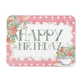Ímã Feliz Aniversário País Rosa Bolinhas-Presente Magn