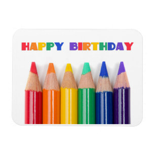 Ímã Feliz Aniversário Para Qualquer Lápis Colorido D