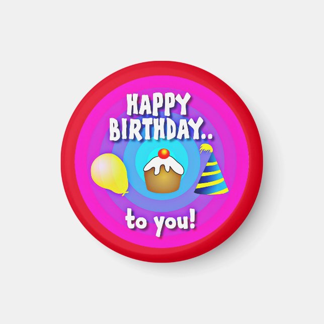 Imã Feliz Aniversário Para Você Círculo Design-47555 (Frente)