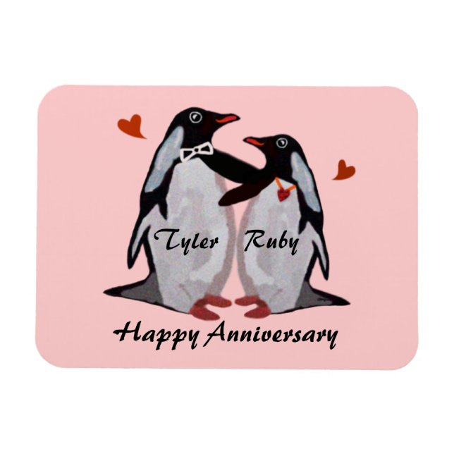Ímã Feliz Aniversário, Penguin Love Premium Magnet (Horizontal)