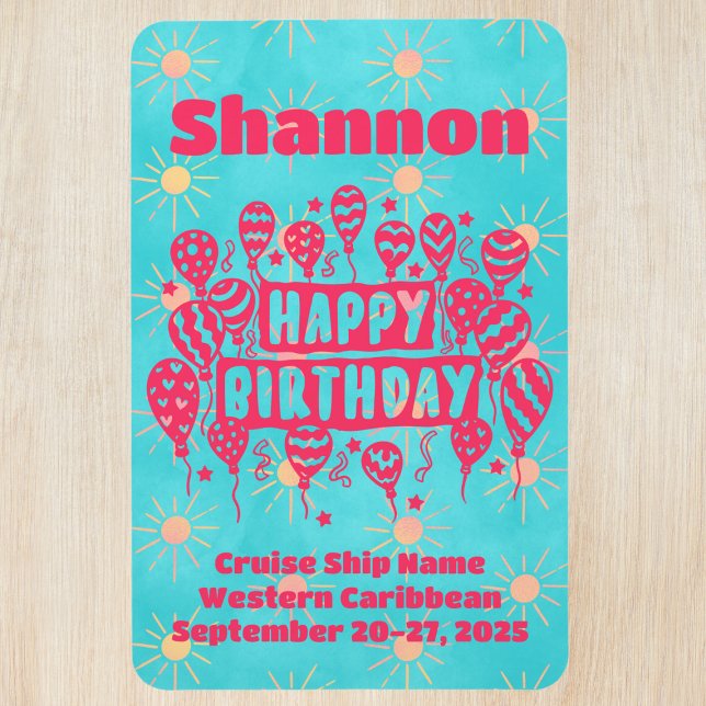 Ímã Feliz Aniversário, Pink Blue Cruise Doise (Criador carregado)