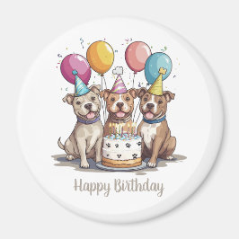 Imã Feliz Aniversário Pit Bull Cães