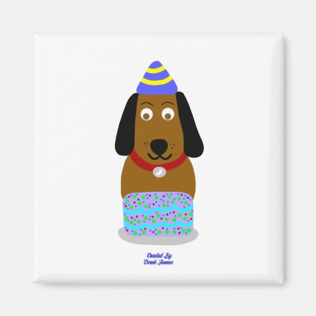 Imã Feliz Aniversário Pup 2 Polegadas Magnet (Frente)