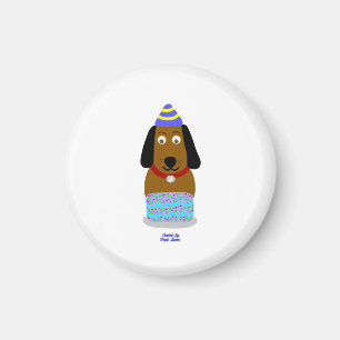 Imã Feliz Aniversário Pup Round Magnet