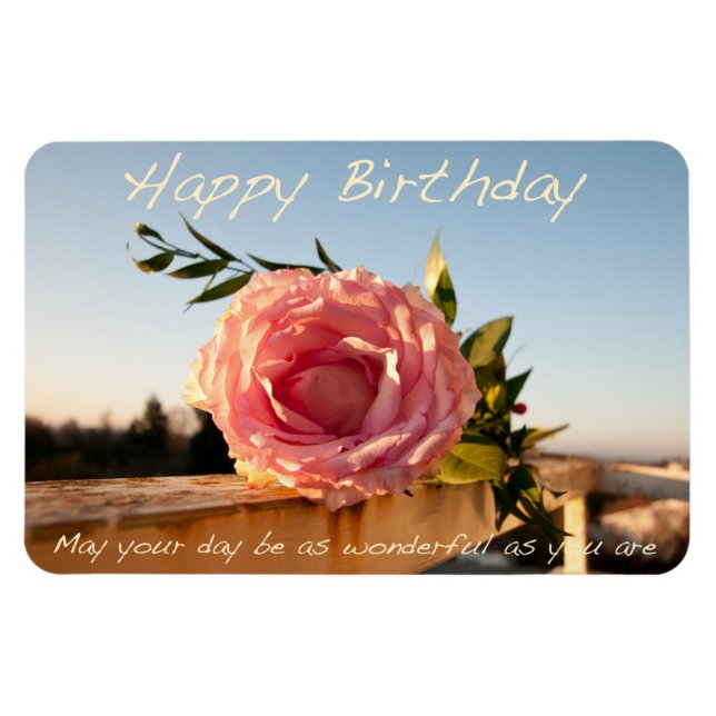 Ímã Feliz Aniversário Rosa (Horizontal)