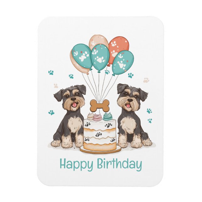 Ímã Feliz Aniversário Schnauzer Cães (Vertical)