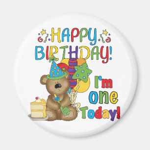 Imã Feliz aniversário Teddy Bear 1rua T-shirts e prese