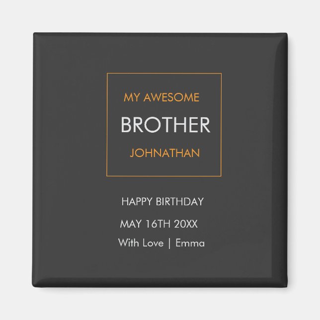 Imã Feliz aniversário, Tipografia Branca e Laranja (Frente)