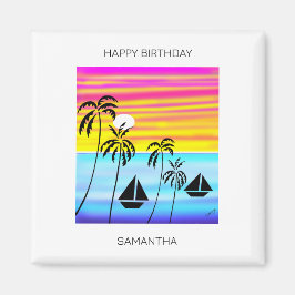 Imã Feliz Aniversário, Tropical Sunset Sunset Navegand