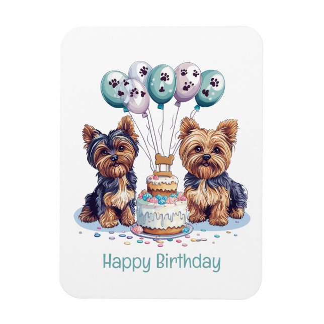 Ímã Feliz aniversário Yorkie Dog (Vertical)
