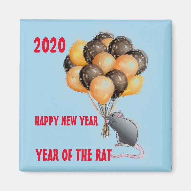 Imã feliz ano novo 2020 DO RATO (Frente)