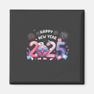 Imã Feliz ano novo 2025 Enfermagem Disco Ball Saúde