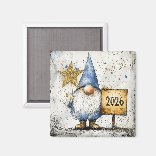 Imã Feliz Ano Novo, 2026, Celebração (Front/Back)