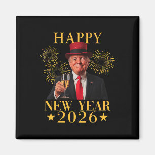 Imã Feliz Ano Novo 2026 Divertido Presidente Trump Fog