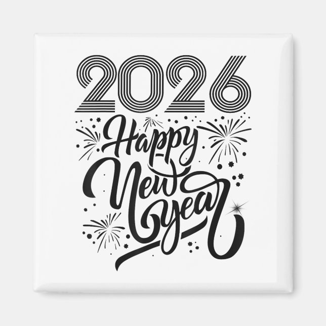 Imã Feliz ano novo 2026 Fireworks (Frente)