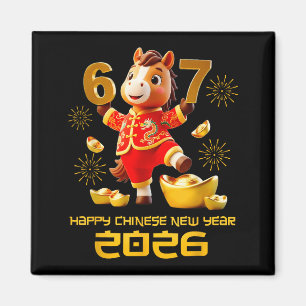 Imã Feliz Ano Novo Chinês 2026 Cavalo Engraçado 6 7 Me