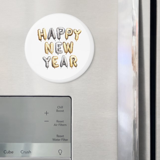 Imã Feliz Ano Novo Cinza Dourado (In Situ (Fridge))