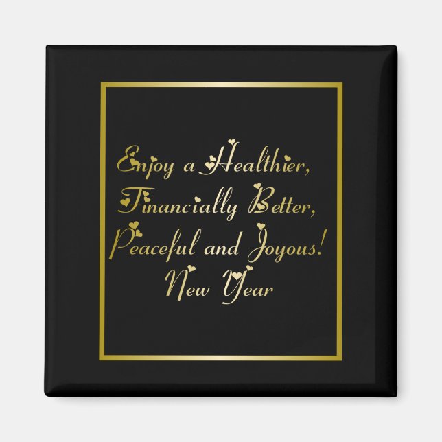 Imã Feliz ano novo com Corações (Frente)