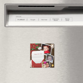 Imã Feliz ano novo com Holly adicione seu ímã de fotos