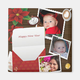 Imã Feliz ano novo com Holly adicione seu ímã de fotos