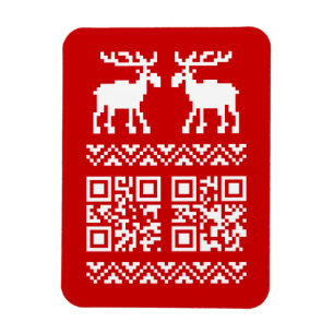 Ímã Feliz ano novo de código QR do Sweater de Natal Fe
