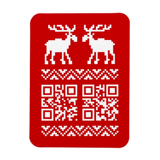 Ímã Feliz ano novo de código QR do Sweater de Natal Fe (Vertical)