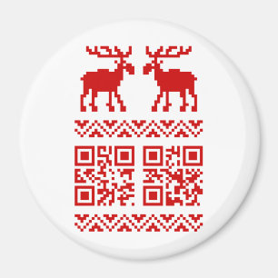 Imã Feliz ano novo de código QR do Sweater de Natal Fe