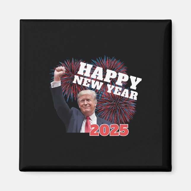 Imã Feliz ano novo de Trump Patriótico 2025 Conservado (Frente)