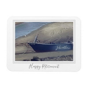 Ímã Feliz barco de aposentadoria na praia