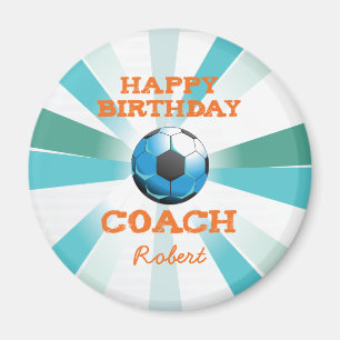 Imã Feliz Bday Treinador Laranja/Teal/Starburst Azul