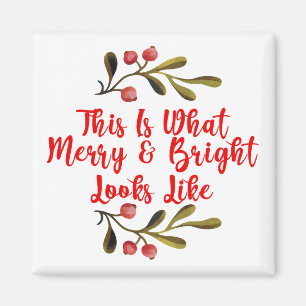Imã Feliz Brilhante Aquarela Decoração de Natal Holly