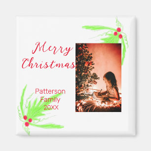 Imã Feliz Brilho Natal adicione o nome da família de b