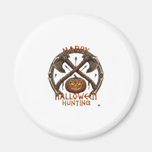 Imã Feliz Caça de Halloween Abóbora Machados Cruzados