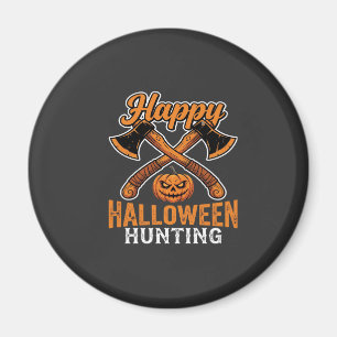 Imã Feliz Caça de Halloween Machados Cruzados Abóbora