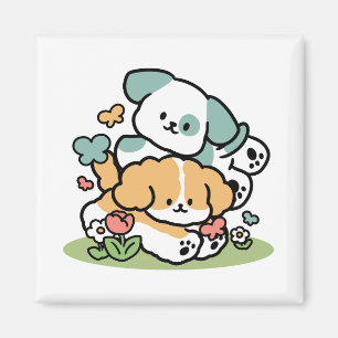 Imã Feliz Cachorro A Cair Em Maio - Arte Canina Kawaii